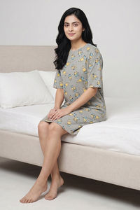 Zivame Minions Knit Cotton Loungewear Dress - Ultimate Grey — thumbnail 5
